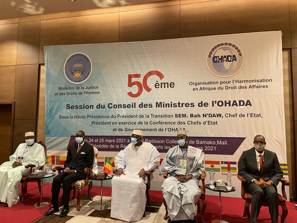 Ouverture de la 50ème session du Conseil des Ministres de l’Organisation pour l’Harmonisation en Afrique du Droit des Affaires (OHADA) Bamako (Mali) 24 et 25 mars 2021