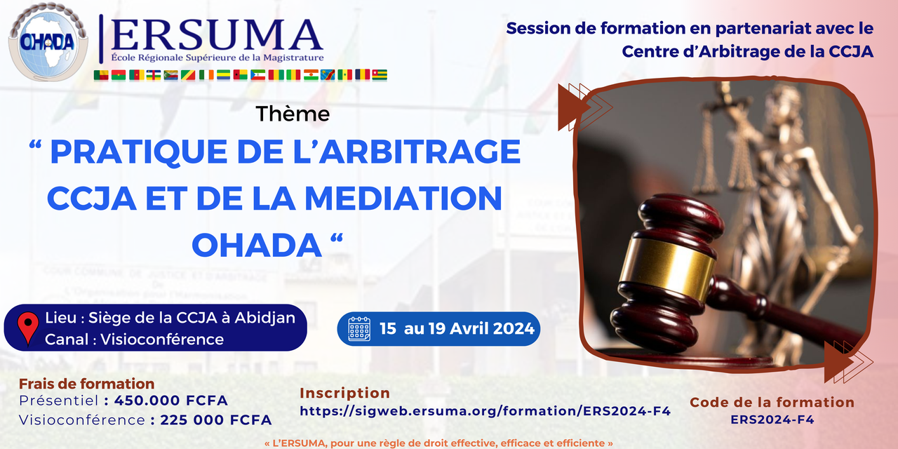 NEWS RELEASE  :  BIMODAL TRAINING SESSION  – “PRACTICE OF CCJA ARBITRATION AND OHADA MEDIATION”