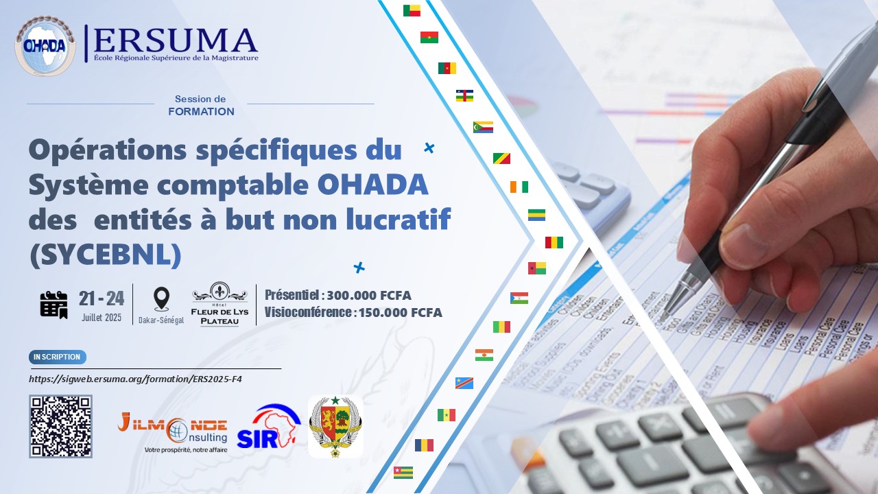 FORMATION ERSUMA sur « Opérations spécifiques du Système comptable OHADA des entités à but non lucratif (SYCEBNL) »