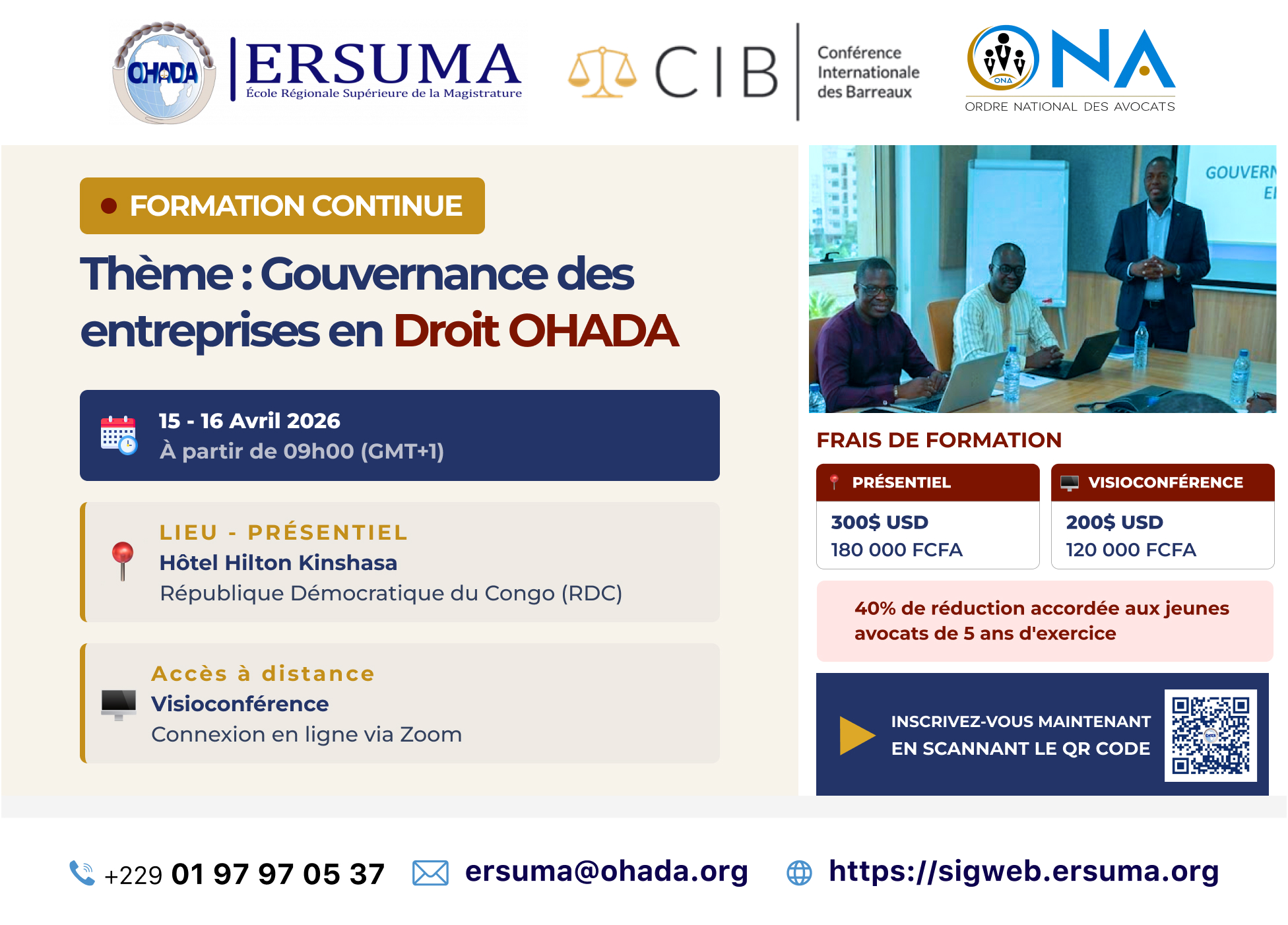 FORMAÇÃO CONTÍNUA SOBRE O TEMA :  « GOVERNAÇÃO DAS EMPRESAS NO DIREITO OHADA »